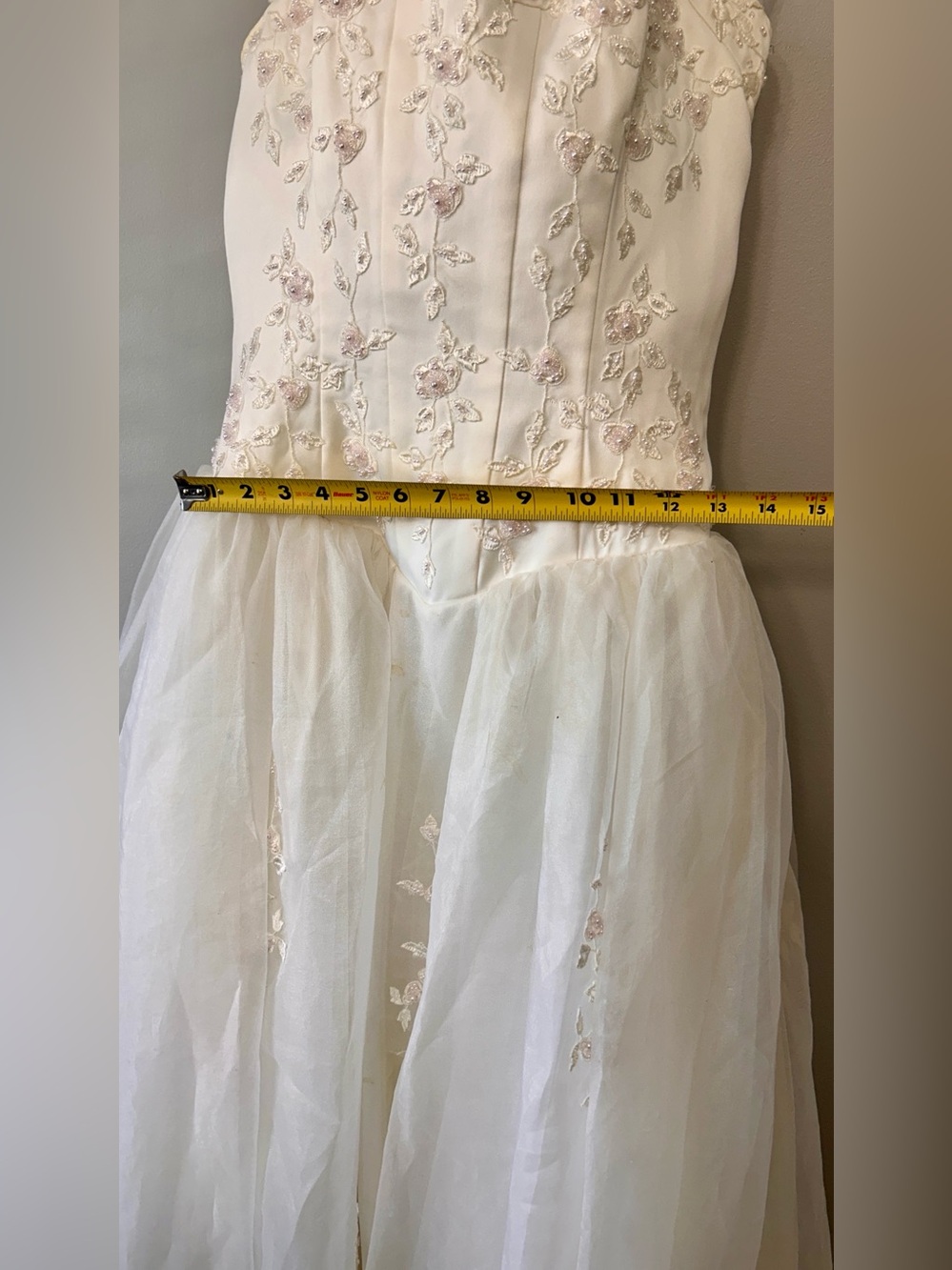 Vintage Michelangelo Ivory Beaded Halter Wedding Gown Bridal Dress size 10’ish - Picture 2 of 10